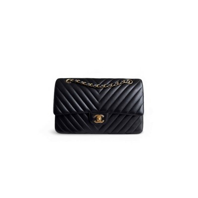 CHANEL MEDIUM CLASSIC FLAP CHEVRON LAMBSKIN GOLD HARDWARE A01113 (25*15*7.5cm)